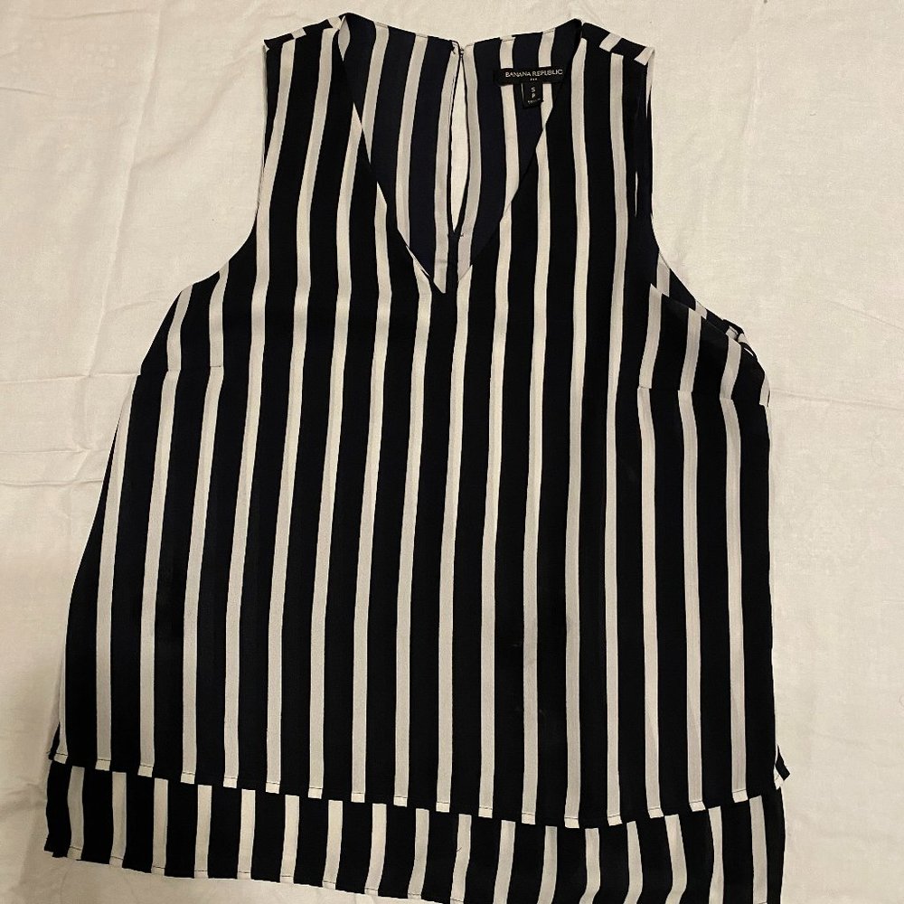 Navy Blue and White Striped Tank Top